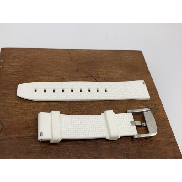 Tissot Seastar Watch Replacement Band White Rubber Strap 18mm Lug Silver Buckle - Picture 7 of 9